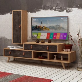 Obývacia stena Pagina dub/tmavo hnedá