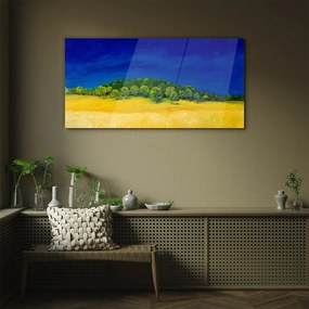Skleneny obraz Pole maľovanie oblohy stromy