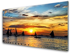 Obraz plexi Loďky more slnko krajina 140x70 cm