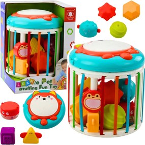 LEAN Toys Valčeková senzorická kocka Interaktívny bubon Fox Svetlá Zvuky Farebné