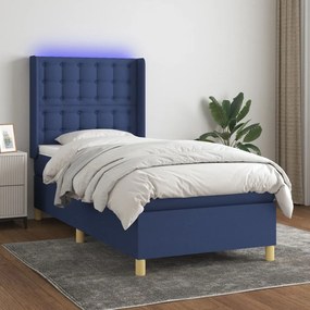 Posteľ boxsping s matracom a LED modrá 80x200 cm látka 3139155