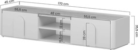 RTV skrinka Amilio 170 cm so zásuvkou - eukalyptus / dub baltic dune / úchyty dub prírodný