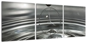 Obraz kvapky vody (s hodinami) (90x30 cm)