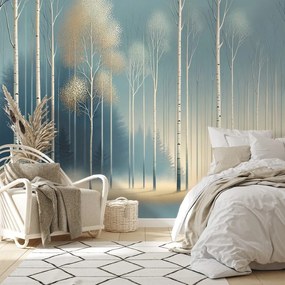 Samolepiaca tapeta zasnežený les v hmle