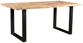 furniture-nabytek.cz - Masivní jídelní sestava Bullwer s 4 židlemi Picton z akáciového dřeva, hnědá a černá