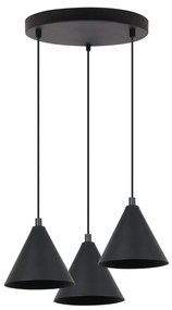 Závesné svietidlo Soho, 3x čierne kovové tienidlo, (fi 14cm), o