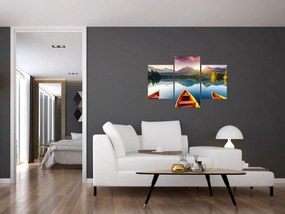 Obraz - Jazero s loďkami (90x60 cm)