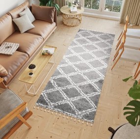 Huňatý šedý vzorovaný behúň Šírka: 100 cm | Dĺžka: 150 cm