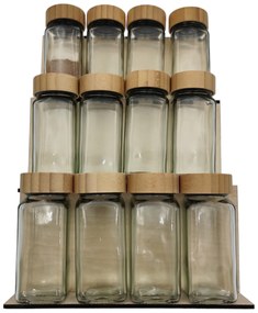 Sada 12ks koreničiek hranatých s bambusovým viečkom DECOR 120 ml