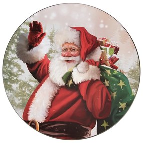 Plastový vianočný okrúhly podnos/tanier Santa - Ø 33*1 cm