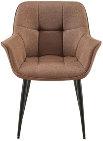 Stolička s podrúčkami Roseville - látka, nohy čierny kov - Sivo-hnedá (Taupe)