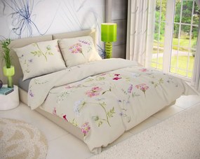 Kvalitex Bavlnené obliečky DELUX 140x200 + 70x90 cm - BOTANICA smotanová