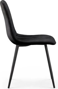 Sada štyroch jedálenských stoličiek LIVO zamatové, čierne / čierne nohy (4 ks)