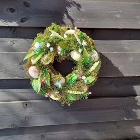 DECOLED Veľkonočný veniec, 30 x 8 cm, trávy a vajíčka