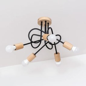 Prisadený luster OXFORD 5xE27/15W/230V borovica/čierna