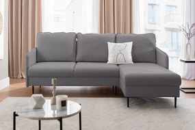 Rozkladacia rohová sedačka Taila Mini pravá - šedá pletenina Loft 19 / čierne nožičky