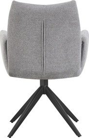 Otočná jedálenská stolička s podrúčkami Kassandra, holubia šedá tkanina