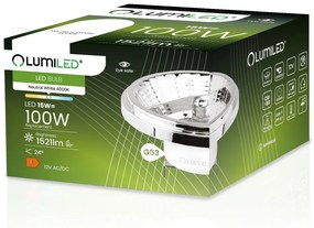 LED žiarovka G53 AR111 15W = 100W 1521lm 4000K Neutrálna 24° 12V DC Silver LUMILED