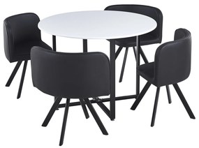 Jedálenský set 1+4, biela/čierna, BEVAN NEW