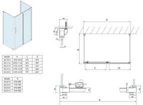 Polysan Polysan, Lucis Line Sprchový kout tri steny 1100x800x800mm L/P varianta, DL1115DL3315DL3315