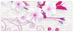 Obraz vetvičky s kvetmi (120x50 cm)