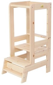 Učiaca veža z borovicového dreva v prírodnej farbe Montessori – Meowbaby