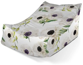 Sablio Sedací vak Lounge Biele sasanky - 80 x 95 x 50 cm