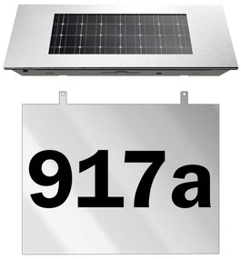 Domové číslo so solárnym LED osvetlením Deu 333, nerez / transparentná