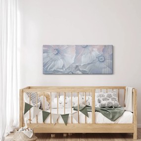 Obraz - Modré kvety na stene (120x50 cm)