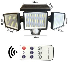 Bluegarden, LED solárna lampa so senzorom pohybu 7W 6500K P60262, OGR-08398