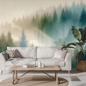 Tapeta hmlistý les v akvareli