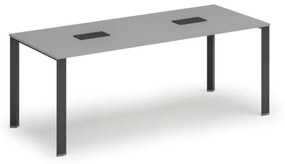 Stôl INFINITY 2000 x 900 x 750, sivá + 2x stolná zásuvka TYP III, čierna