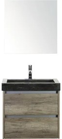 Kúpeľňový nábytkový set Dante 60 cm s umývadlom z prírodného kameňa a zrkadlovou skrinkou dub Nebraska