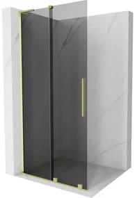Mexen Velar L, posuvná sprchová zástena Walk-in 110 x 200 cm, 8mm šedé sklo, zlatá matná, 871-110-003-43-55