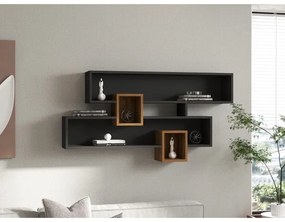 Nástenná polica KAREN 120x72,2 cm antracit/hnedá