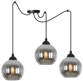 Závesné svietidlo Costa Spider, 3x grafitové sklenené tienidlo, b