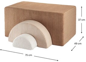 Hnedé menčestrové penové ihrisko 75x49x37 cm Rainbow Montessori – Wigiwama