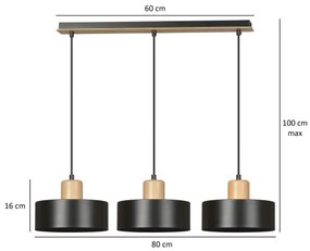 Luster na lanku TORIN 3xE27/15W/230V čierna