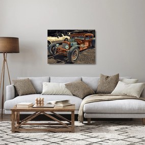 Sklenený obraz hnedého auta (70x50 cm)
