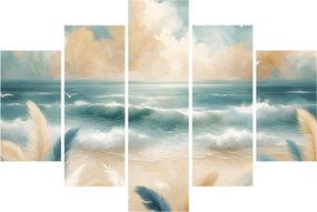 Obraz – Maľovaná pláž v jemných farbách (150x105 cm)