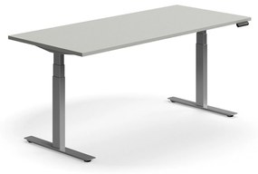 Výškovo nastaviteľný stôl QBUS, rovný, 1800x800 mm, strieborný rám, svetlošedá