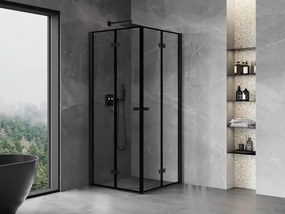 Mexen Mist-F Duo, skladací sprchový kút 95 x 95 cm, číre sklo-čierny rám, 8A6-095L-095P-70-70