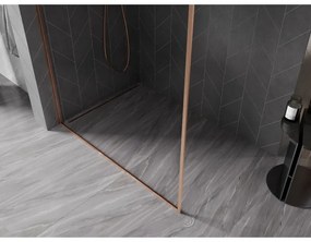 Mexen Kioto-F, sprchová zástena s rámom 50 x 202 cm, 8 mm číre sklo, profil medená matná, 800-050-104-65-00