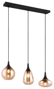 Čierno-oranžové závesné svietidlo so skleneným tienidlom Lumina – Trio
