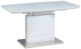 Autronic -  Rozkladací jedálenský stôl HT-440 WT, 140+40x80x76cm, biely lesk, sklo, nerez