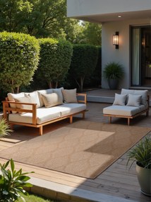 NORTHRUGS, Kusový koberec Duet Liora 106247 Beige/White - na von aj na doma, 160x230, béžová, chodba / predsieň