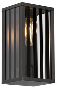 Moderné vonkajšie nástenné svietidlo čierne s dymovým sklom 26 cm IP44 - Dijon