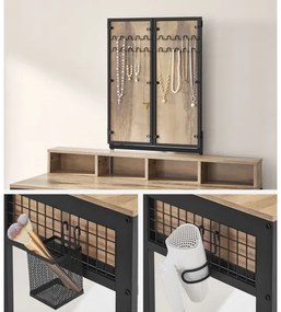 Toaletný stolík s taburetkou 28,6x42 cm FLORA hnedá/čierna