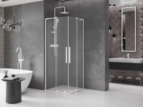 Mexen Velar L Duo, sprchový kút s posuvnými dverami 100 x 100 cm, 8mm sklo námraza, biela matná, 871-100-100-02-33-20