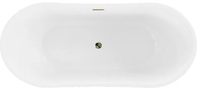 Mexen Montana, voľne stojaca vaňa 170 x 80 cm, biela, zlatý lesklý prepad, 52011708000-50